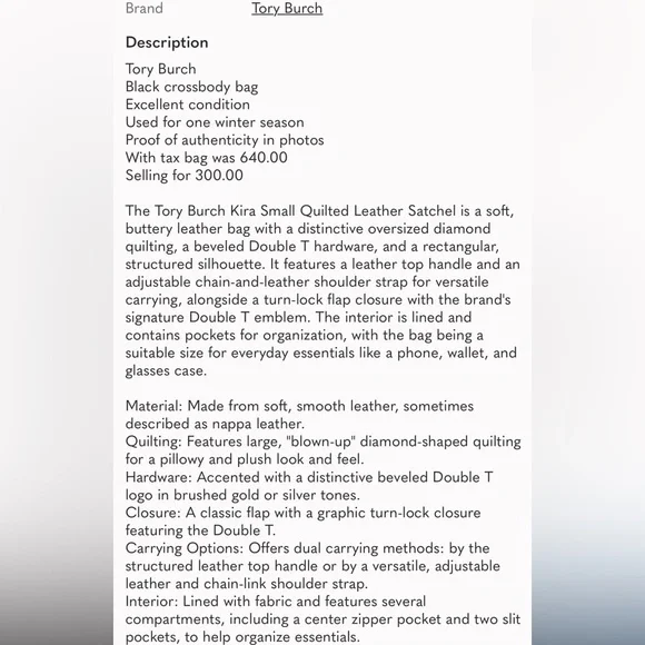 TORY BURCH SMALL KIRA SATCHEL TOP HANDLE BAG - Picture 14 of 14